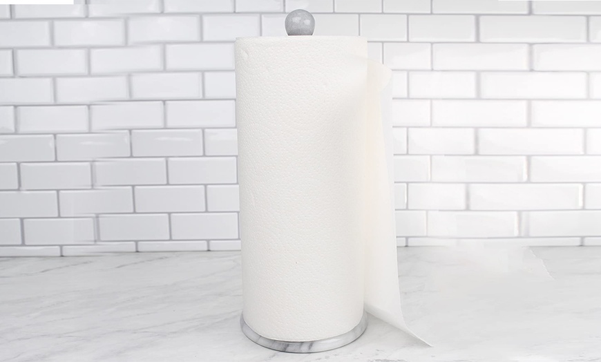 Image 3: White Marble Paper Towel Holder