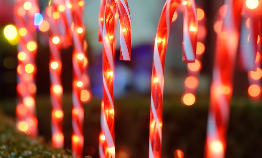 Image 7: Battery-Operated Christmas Candy Cane Pathway Lights