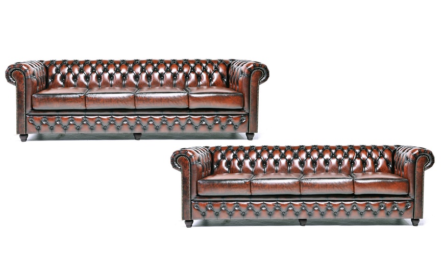 Image 62: Sofas Chesterfield en cuir authentiques 