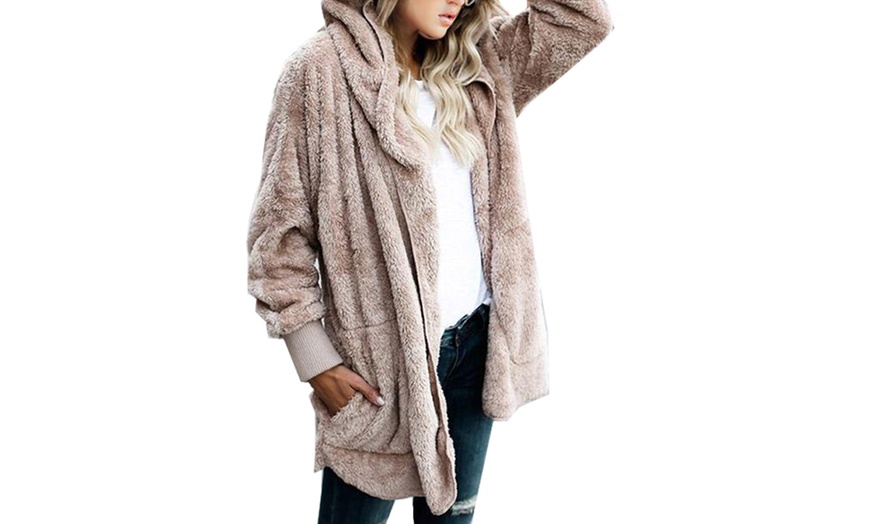 Image 2: Teddy Fleece Hooded Cardigan