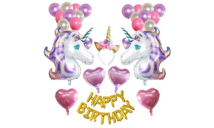 Image 4: Unicorn Balloon Party Set