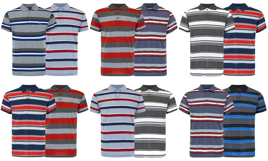 Image 1: Set van 2 gestreepte poloshirts