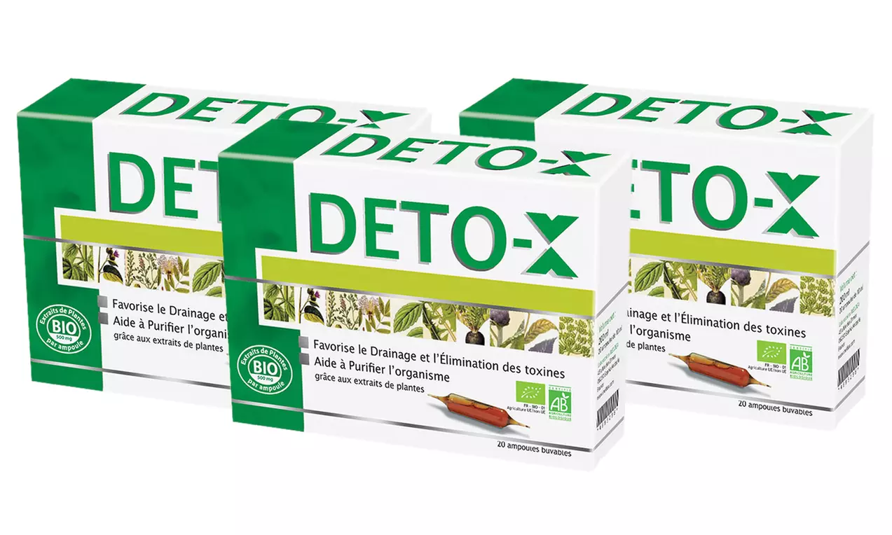 20, 40, 60 ampoules de Deto-X Bio, drainage, élimination des toxines et confort digestif - Second Medium