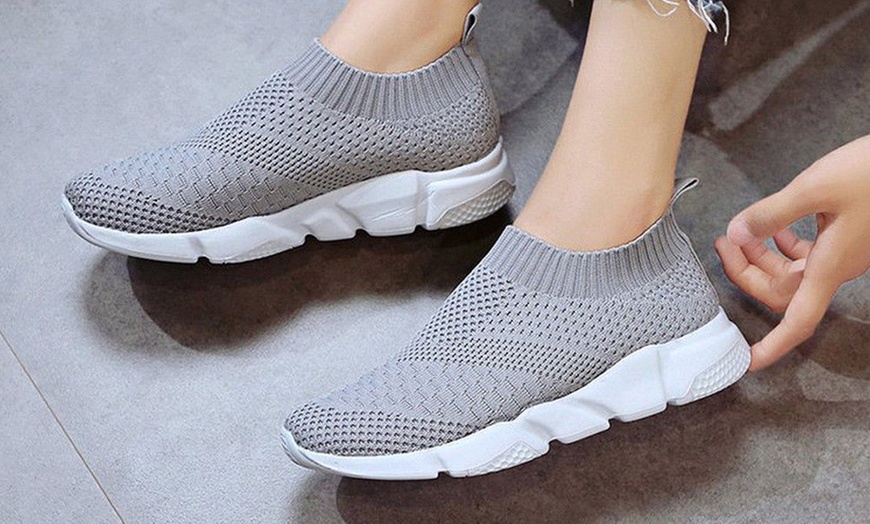 Image 12: Knitted stretch slip on trainers