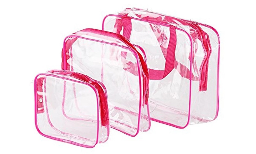 Image 12: One or Two Three-Piece PVC Clear Travel Bag Sets