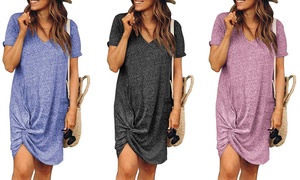  Women's Loose Side Knotted Dress 