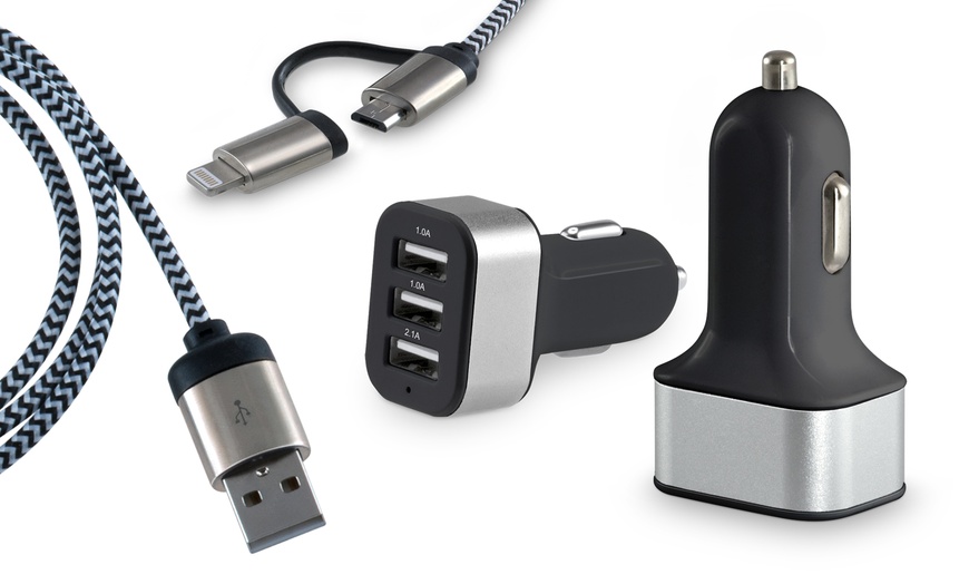 Image 9: Auto-usb-oplader met 3 ingangen