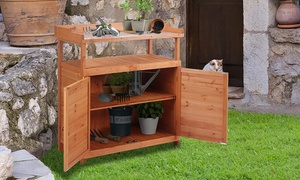 Outsunny Potting Table with Storage Cabinet