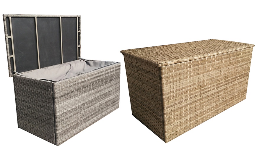 Image 1: Rattan-Effect Cushion Storage Box