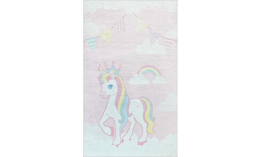 Image 2: Alfombra infantil con estampado de unicornio