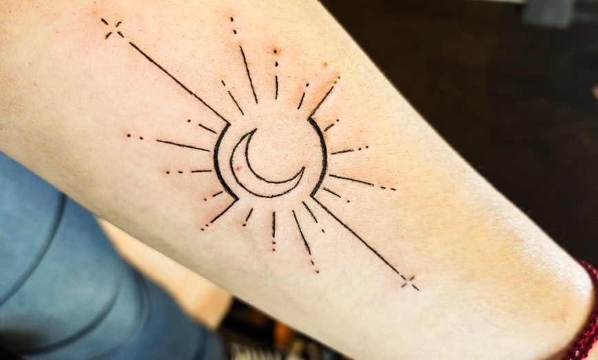 Image 1: Small Fine-Line Tattoo (2-4 inches) or Medium (4-6 inches) Service