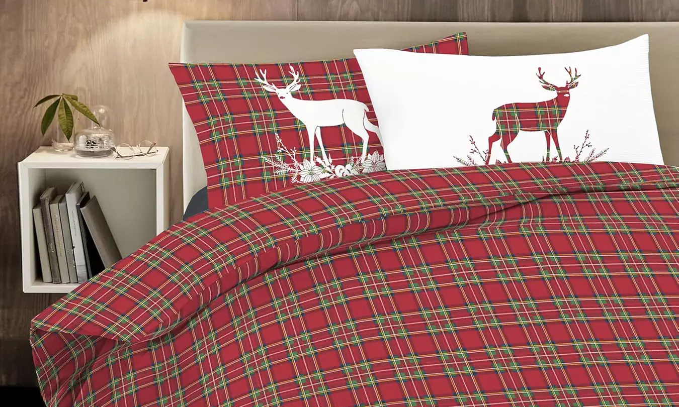 Housse de couette en coton à motif tartan