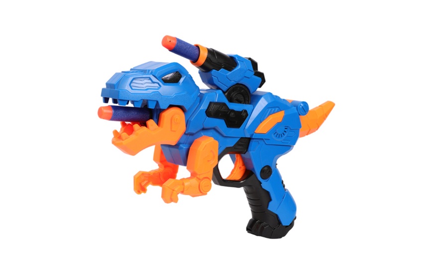 Image 2: Dinosaur Game Blaster Gun With Soft-Foam Darts and Targets