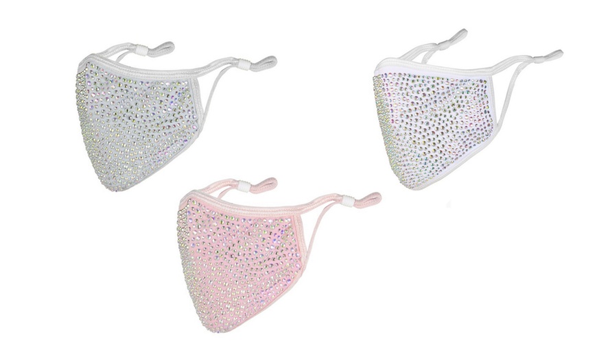 Image 12: One or Three Rhinestone Face Masks