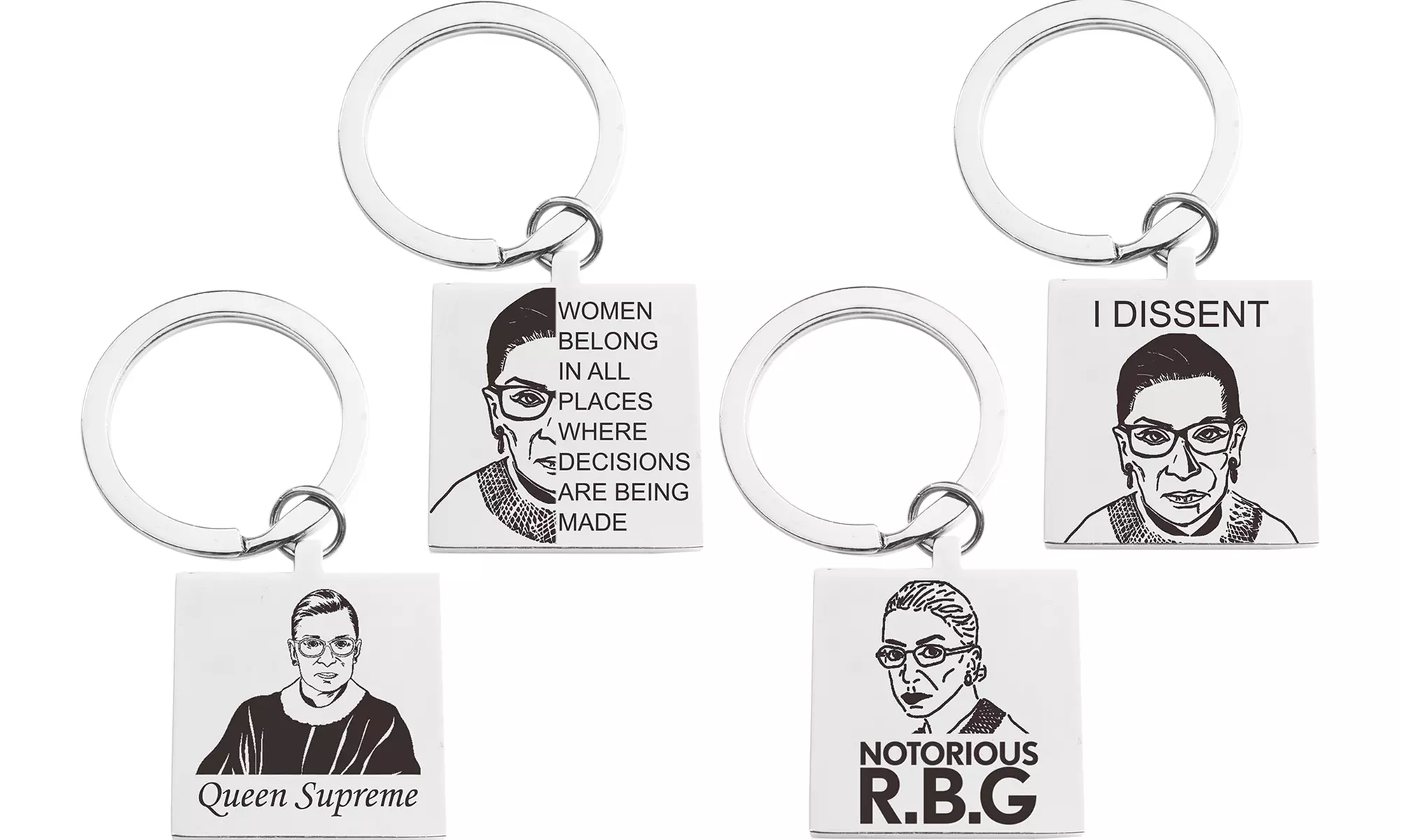 Pink Box Stainless Steel Ruth Bader Ginsburg Keychain - Primary Image