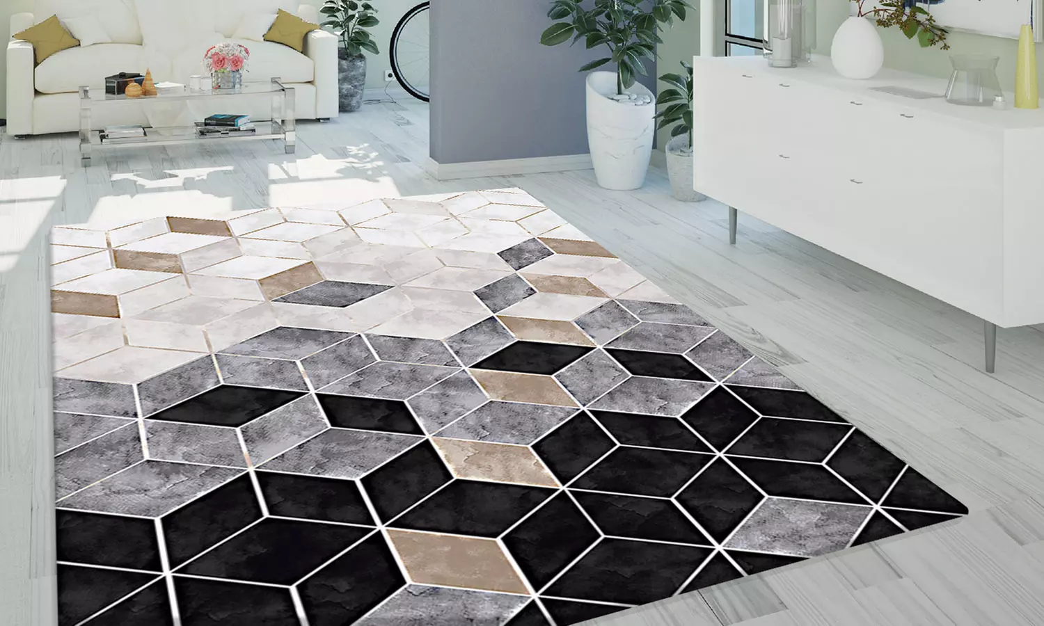 Tapis antidérapant "Luxe" à motifs géométriques - Primary Image