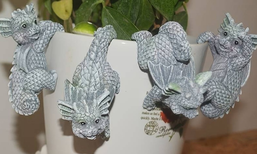 Image 1: One or Two Four-Piece Sets of 3D Garden Dragon Statues