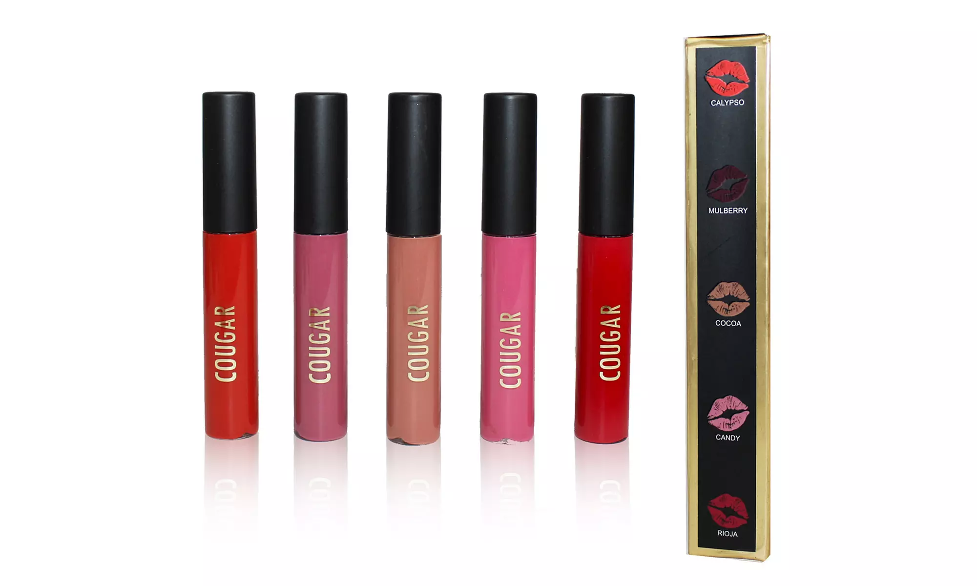 Cougar Beauty Matte Liquid Lipstick Set (5-Piece) - Second Medium