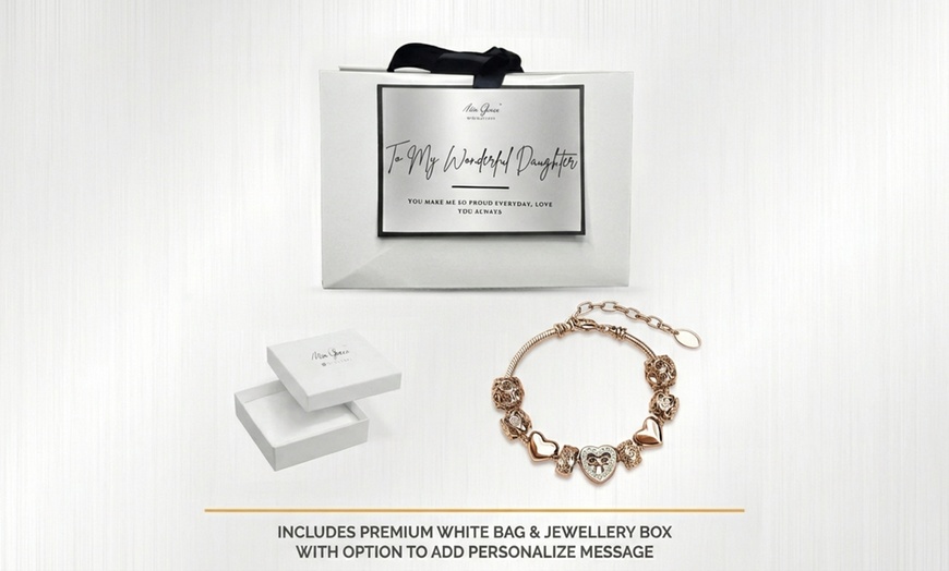 Image 7: Mia Grace Heart Charm Bracelet - 9 Charms with Austrian Crystals