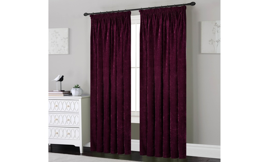 Image 3: Chenille Pencil Pleat Curtains