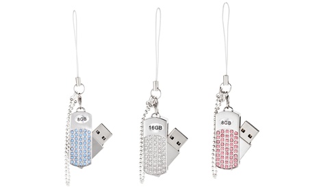 Fino a 3 penne USB da 8/16GB con catenelle e cristalli disponibili in 3 colori