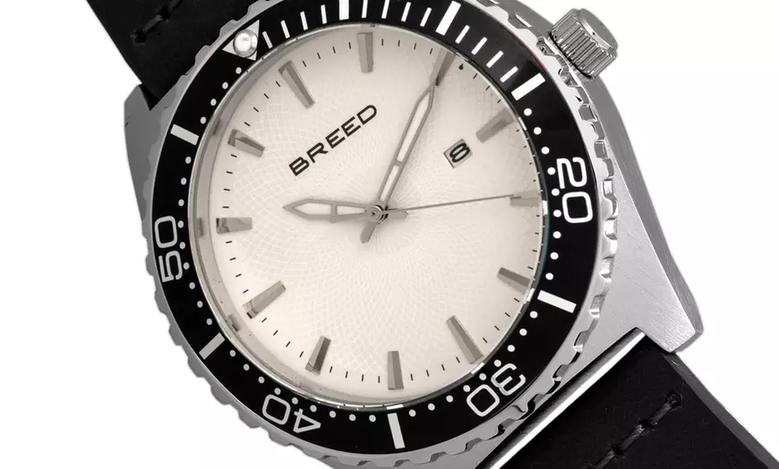 Image 17: Horloges met datum en leren band