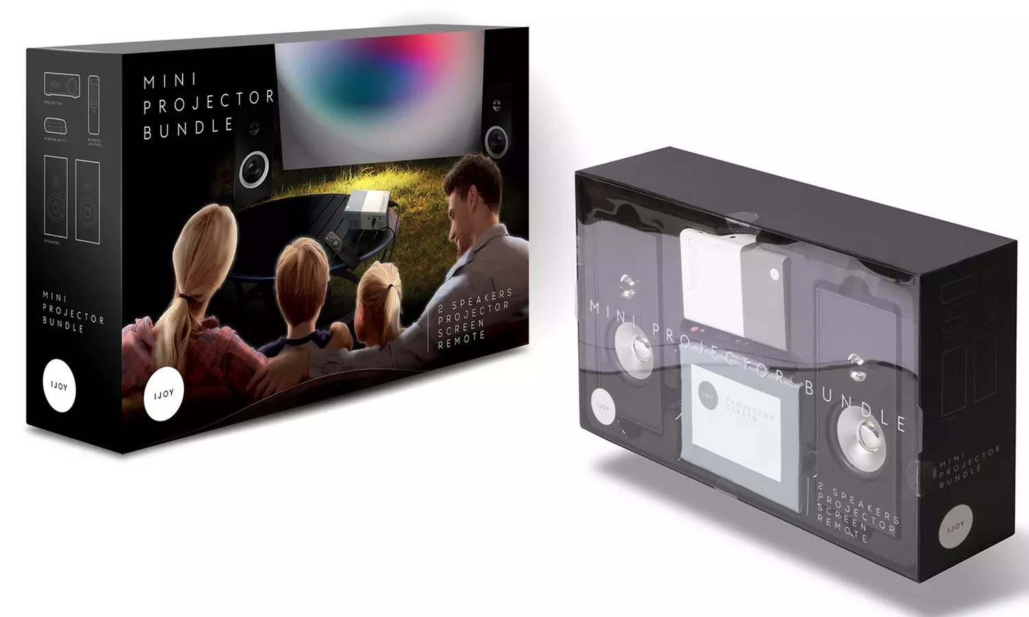 iJoy Mini Projector Set with Screen and Speakers (5-Piece) - Second Medium