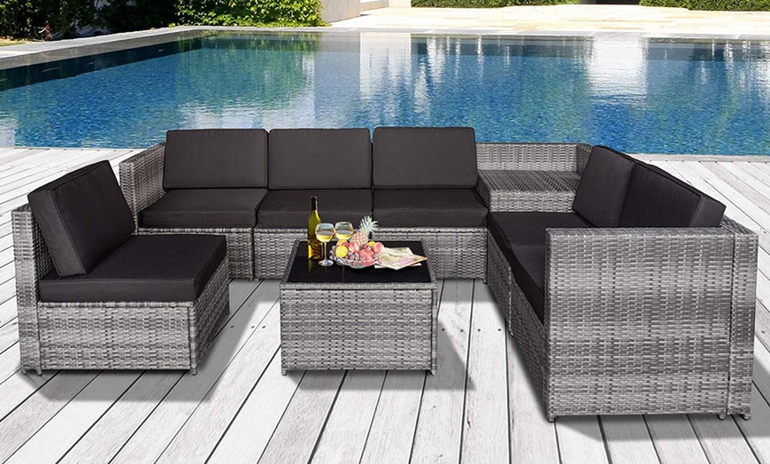 Image 2: Outsunny Eight-Piece Rattan-Effect Garden Furniture Set