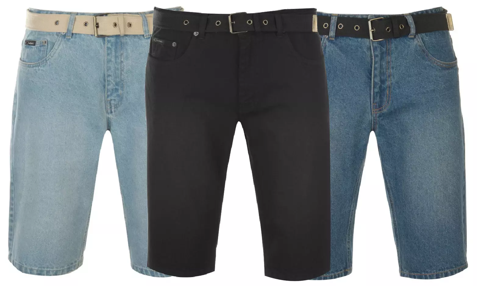 Shorts en jean Pierre Cardin avec ceinture pour hommes - Primary Image
