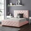 Image 10: Oasis Diamante or Button Plush Bed Frame with Sprung Memory Foam Mattress 