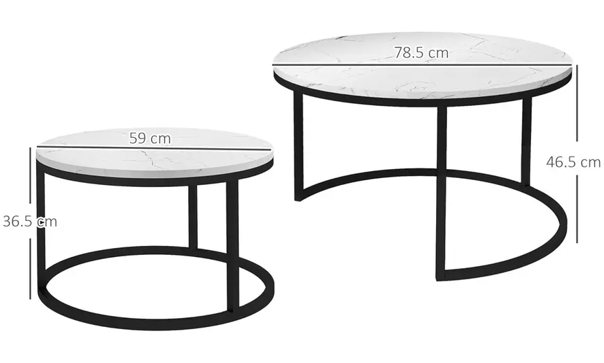 Image 7: HOMCOM Nest of Round Coffee Tables (Set of 2) 