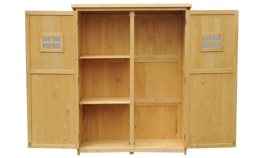 Image 2: Double-Door Wooden Storage Shed