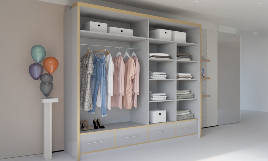 Image 4: Sweden Modern High Gloss Wardrobe with Drawers