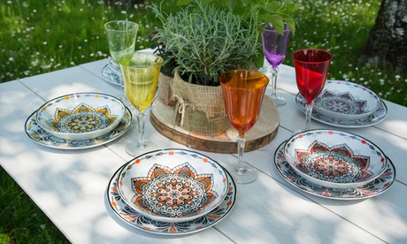 Servizio tavola con 18 piatti Excelsa Roma in porcellana, lavabile in lavastoviglie e adatto al microonde