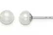 White Gold Plated 5mm White Freshwater Cultured Round Pearl Stud Earrings - Second Medium