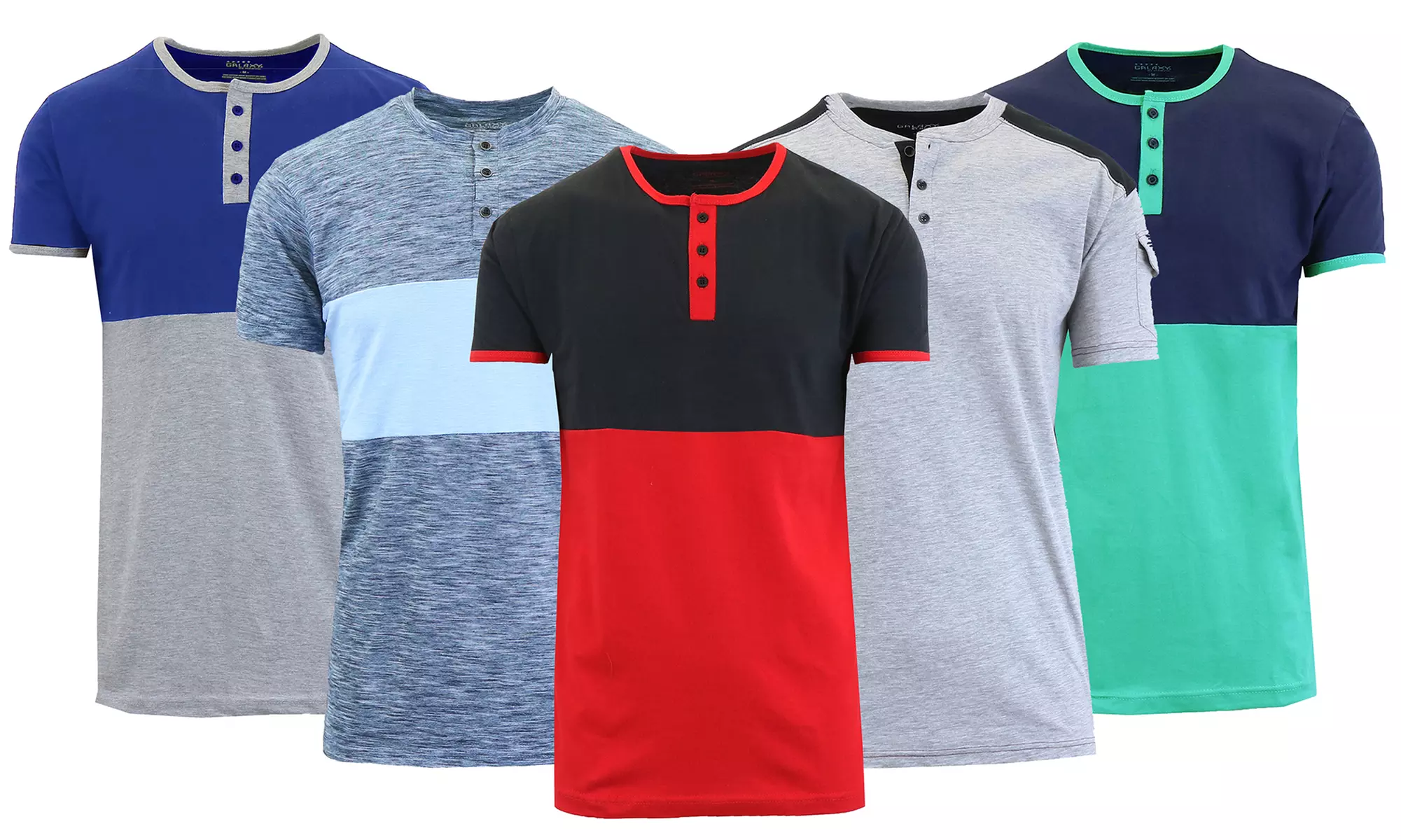 Galaxy By Harvic Men's Short-Sleeve Slim-Fit Henley Tee (S-2XL) - Primary Image