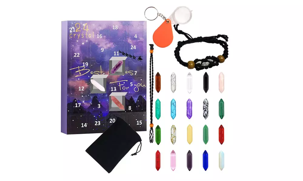 Calendrier de l'Avent avec 20 pendentifs pierres, un support bracelet et un support collier - Primary Image