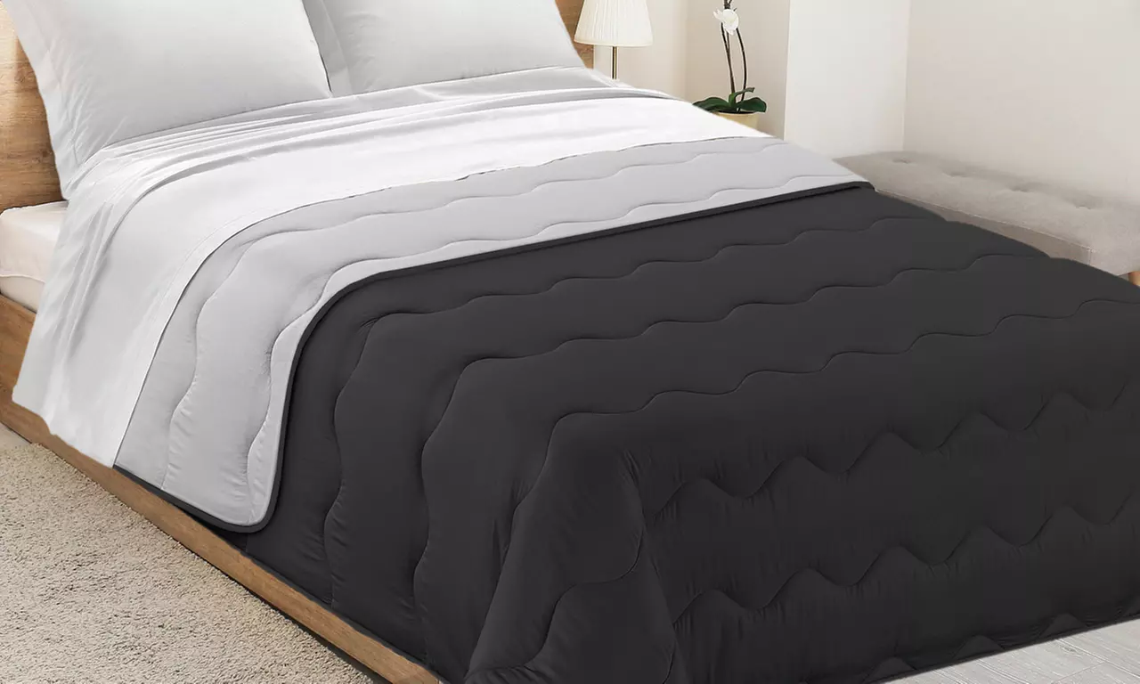 Trapunta invernale in morbida microfibra bicolore, tinta unita