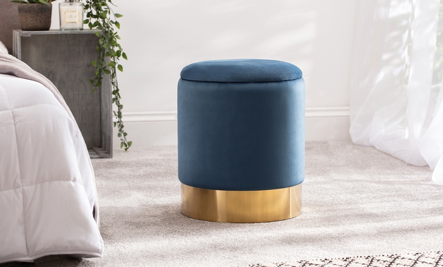 Image 6: Velvet Ottoman Storage Stool