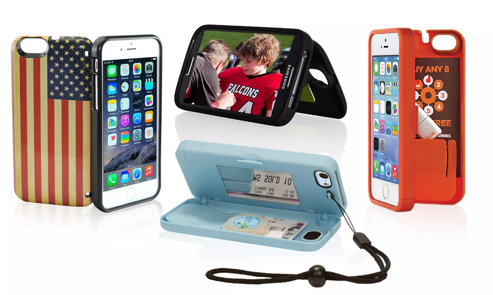 EYN Hidden Storage Smartphone Cases for iPhone 4/4s, 5/5s/SE, 5c, 6/6s, 6 Plus or Samsung Galaxy S4 - Primary Image