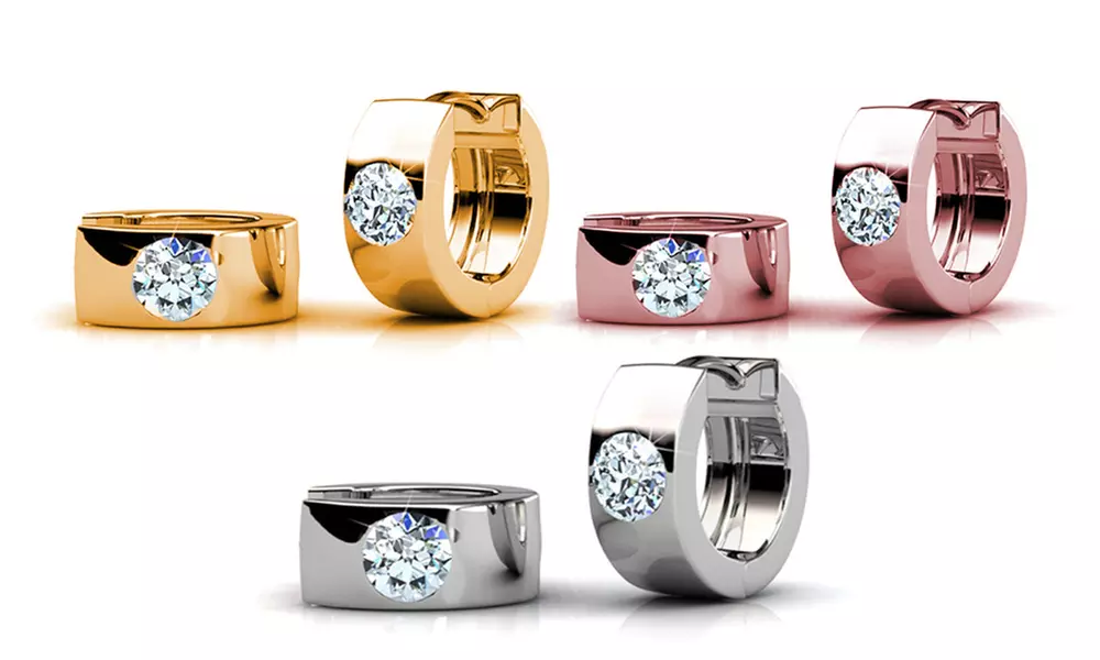 1x oder 3x Huggie-Ohrringe mit Swarovski®-Kristallen