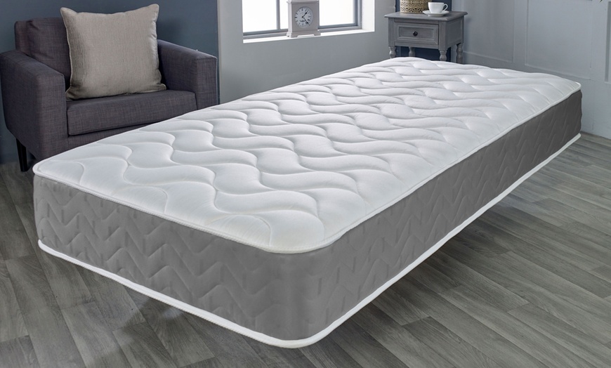 Image 1: Grey Memory Sprung Open Coil Zig-Zag Mattress