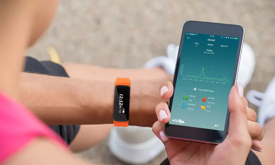 BaS-TeK V5S Fitness-Tracker mit HRM-Funktion in Schwarz, Orange oder Blau, inkl. Versand - Primary Image
