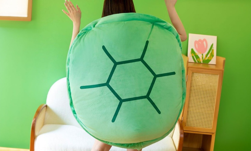 Image 1: Wearable Turtle Shell Plush Toy