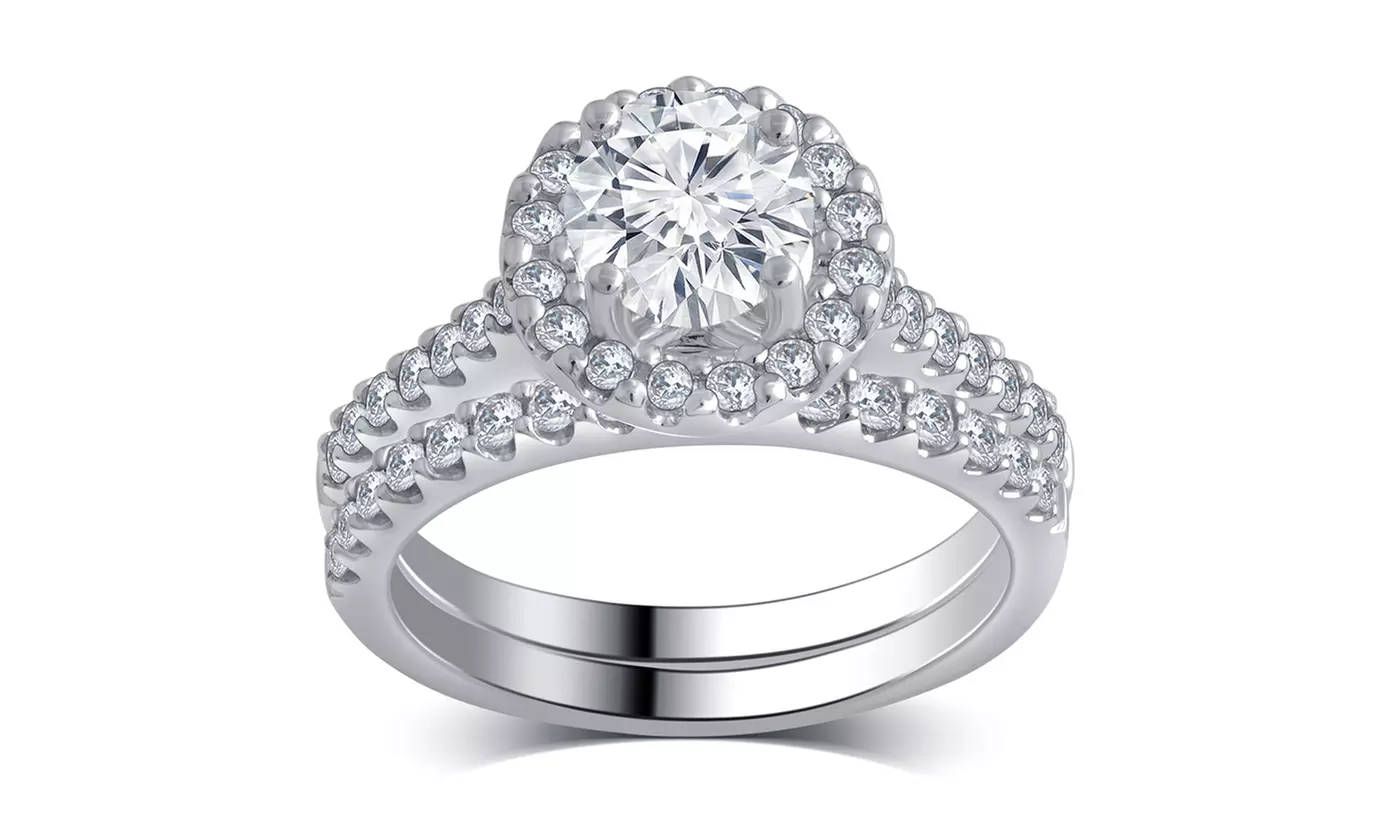 2.00 CTTW Classic Halo Diamond Bridal Set in 14K White Gold - Primary Image