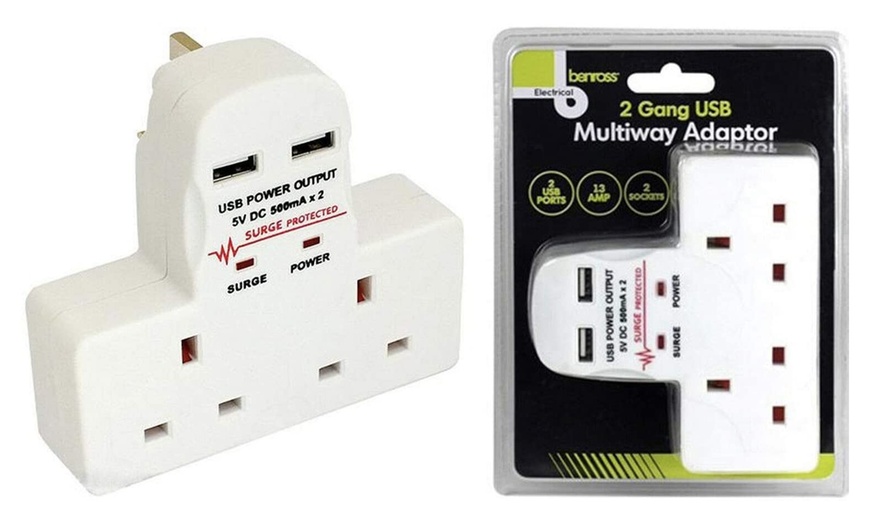 Image 1: One, Two or Four 2 Gang USB Multiway Adapters