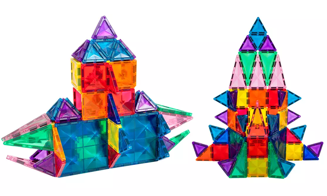 PicassoTiles 3D Magnetic Building Blocks – Mini Diamond Series (40-, 60-, 80-, or 100-Piece) - Primary Image