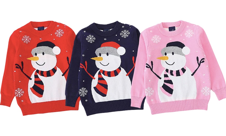 Image 1: Kids' Snowman Christmas Jumper