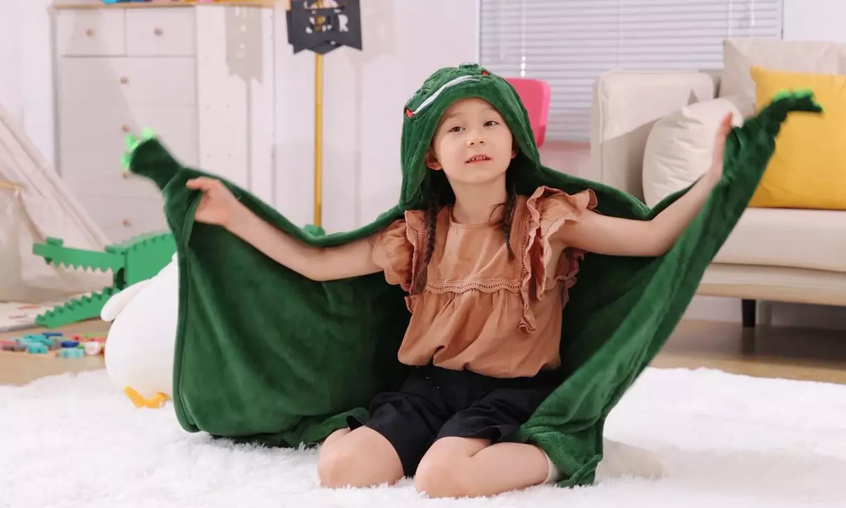 Soft Fleece Hooded Blanket with LED Eyes