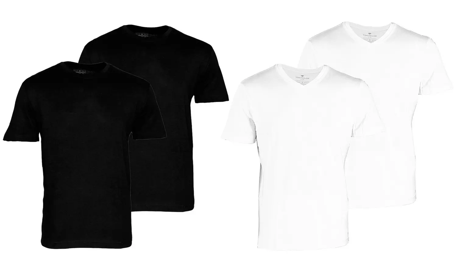 2er-Pack oder 4er-Pack Tom Tailor T-Shirts in Schwarz oder Weiß - Primary Image